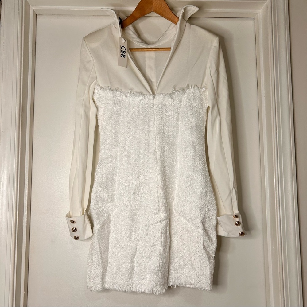 CBR White Tweed Textured Mini Dress - Size Small - Picture 5 of 15